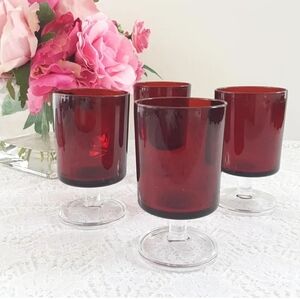 Vintage Luminarc Cavalier Ruby Red Wine Glasses Set of 4 6oz